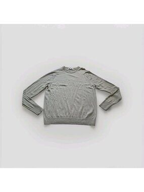 Uniqlo Wool Sweater Mens L Light Green Crew Neck Lightweight Neutral Minimalist